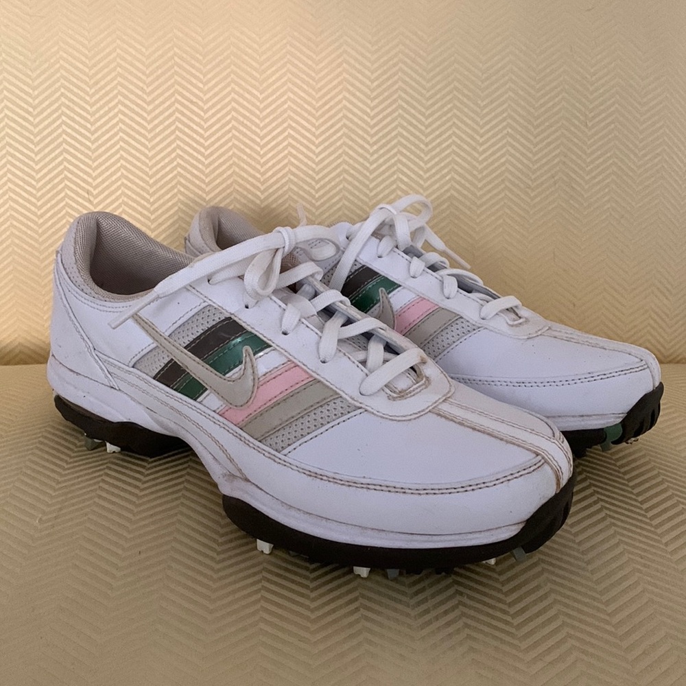 Nike White and Green Athletic Shoes